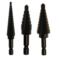 3 PIECE QUICK CHANGE HSS BLACK & GOLD STEP DRILL BIT SET (SIZES #1 TO #3)