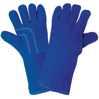 Select Premium Split Cowhide Reinforced Blue Leather Welders Gloves with Thermal-Knit Cotton Lining
