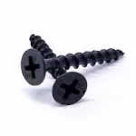 Particle Board Screw, Flat Head, Phillips, Black Phos, Hardened 