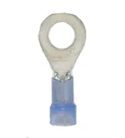 Ring Terminal, Nylon Insulated, Blue, 16-14 Wire Size, 1/4\