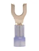 Insulated Fork Spade Wire Connectors - Blue 16-14 AWG M4 Stud Size #8 - Tinned Red Copper - U-Type Electrical Crimp Terminals