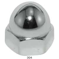 M5‑0.80 Metric Stainless Steel Hex Domed Acorn Nut, A2‑70, DIN 1587, Coarse Thread