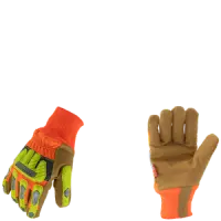 Ironclad IEX-HVIP5-04-L Insulated Leather Gloves, Cut A6, TPR Impact Protection, Hi-Viz Orange & Yellow, Size Large