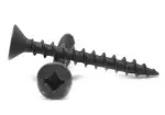 Particle Board Screw, Flat Head, Square Drive, Black Phos, Hardened 