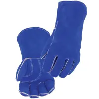 Split Cowhide Stick Glove with Palm Guard, Blue Large