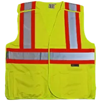PROFERRED Reflective Safety Vest – Yellow, Large, Class 2, 5-Point Breakaway, 2 Pockets
