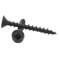 Particle Board Screw, Flat Head, Square Drive, Black Phos, Hardened