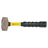 Non-Sparking Brass Hammer, 4 lb Head, 12 in Fiberglass Handle, Super Grip