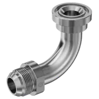 Steel, SAE J514 37° Flare Code 62 Flange 90° Swept Elbow, 1-1/4\