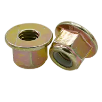 M10‑1.50 DIN 6926 Nylon Flange Locknut, Class 8, Coarse Thread, Zinc‑Yellow, Non‑Serrated
