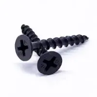 Particle Board Screw, Flat Head, Phillips, Black Phos, Hardened 