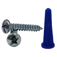 #10–12 Pan HD Phil/Slot Combo, Blue (100 PCS) – Conical Plastic Anchor Kit