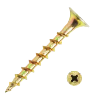 Drywall Screw, Phillips Bugle Head, Type S, Zinc-Yellow, Low Carbon (Inch)