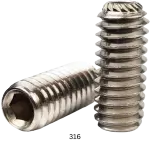 Cup Point Socket Set Screws, Stainless Steel 316