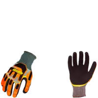 Ironclad R-EXO-04 L EXO Knit Gloves, Impact Protection, Touchscreen, Gray & Orange, Size Large