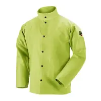 9 oz. Flame Resistant Cotton Welding Jacket, Safety Lime Small