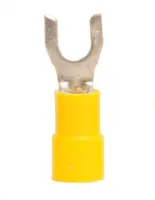 Fork Connector #10 Yellow 12-10 Gauge - Heat Shrink Spade Fork Wire Connectors Kit - Tinned Red Copper - Automotive Marine Crimp