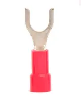Vinyl Insulated Red Fork/Spade Terminals, 10 Stud Size, 22-18 AWG