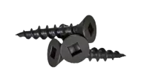 Particle Board Screw, Flat Head, Square Drive, Black Phos, Hardened (Inch)