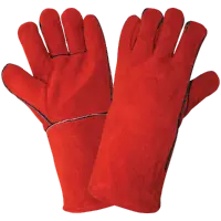 Economy-Grade Split Leather Red Welders Gloves with Thermal-Knit Lining
