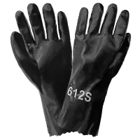 Economy Black PVC Chemical Handling Gloves Smooth Finish, Gauntlet Cuff, 12\