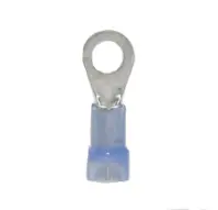 Ring Terminal, Nylon Insulated, Blue, 16-14 Wire Size, #10 Stud Size