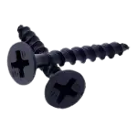 Particle Board Screw, Flat Head, Phillips, Black Phos, Hardened